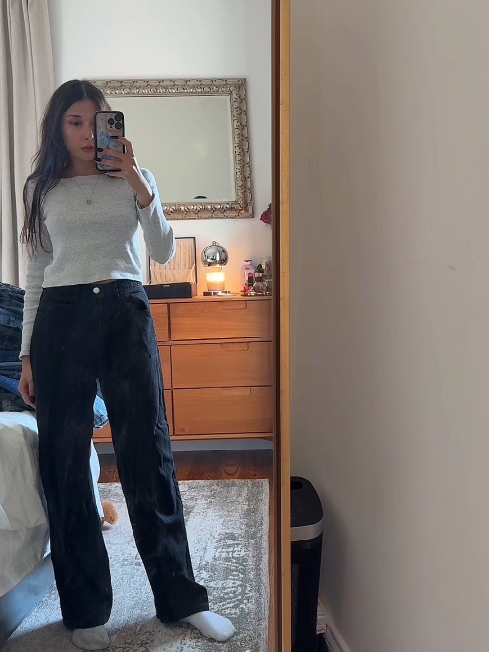 Classic High-Waist Wide Leg Pants - Black